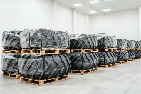 Illustration of tire packing and shipping preparation